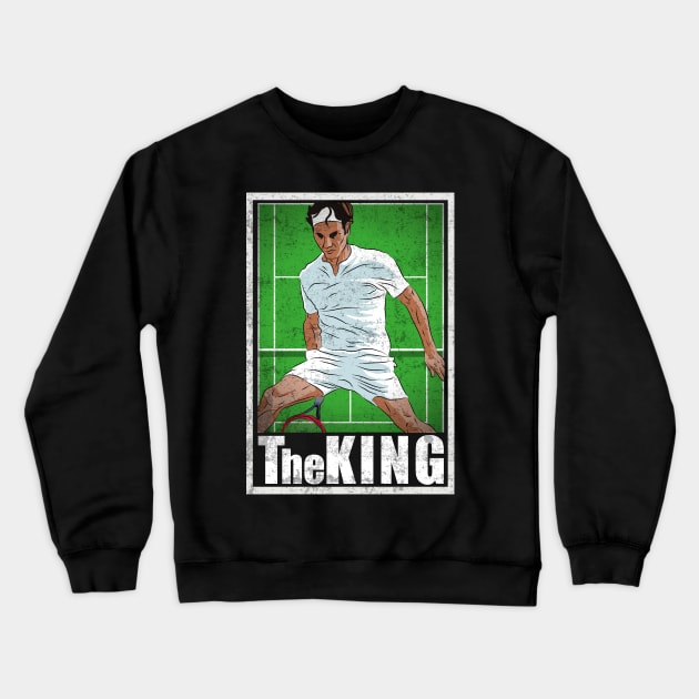 Federer Tennis Player Hero Vintage The King Crewneck Sweatshirt by TEEWEB